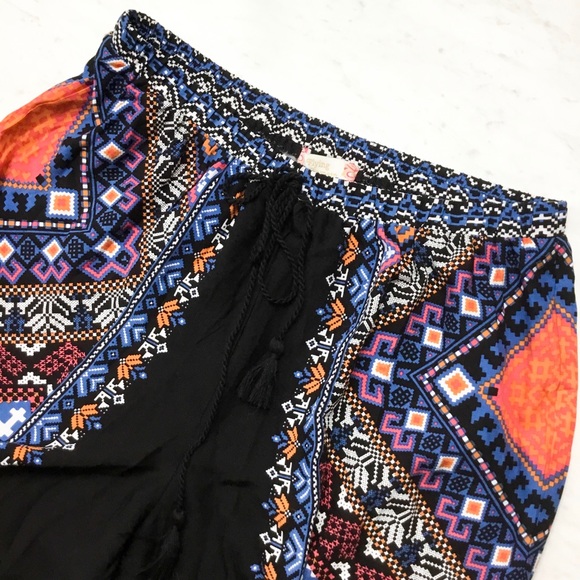 Flying Tomato Pants - Flying Tomato Boho Print Palazzo Drawstring Pants